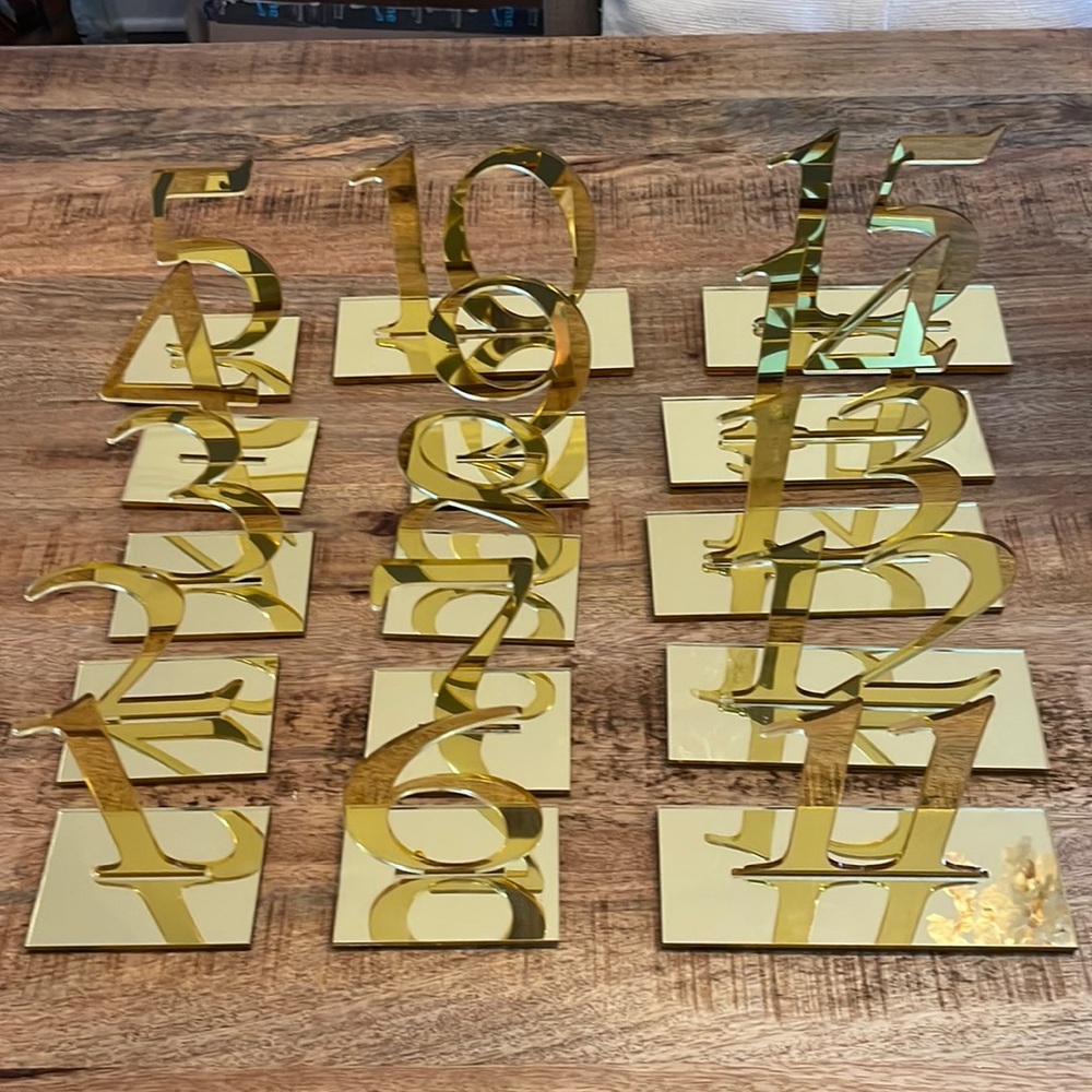 Gold Acrylic Table Numbers